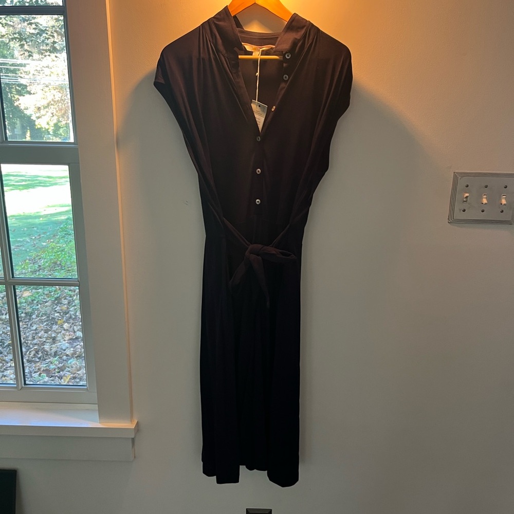 Boden Black Midi Dress with Button Detail